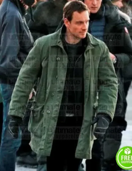 THE SNOWMAN MICHAEL FASSBENDER (HARRY HOLE) GREEN COTTON COAT THE SNOWMAN MICHAEL FASSBENDER (HARRY HOLE) GREEN COTTON COAT