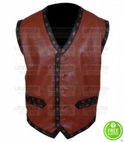 THE WARRIORS MICHAEL BECK (SWAN) BROWN LEATHER VEST