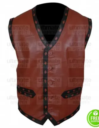 THE WARRIORS MICHAEL BECK (SWAN) BROWN LEATHER VEST