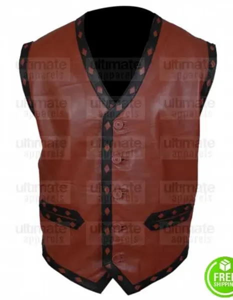 THE WARRIORS MICHAEL BECK (SWAN) BROWN LEATHER VEST THE WARRIORS MICHAEL BECK (SWAN) BROWN LEATHER VEST