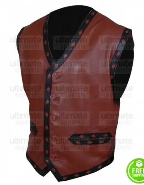 THE WARRIORS MICHAEL BECK (SWAN) BROWN LEATHER VEST THE WARRIORS MICHAEL BECK (SWAN) BROWN LEATHER VEST