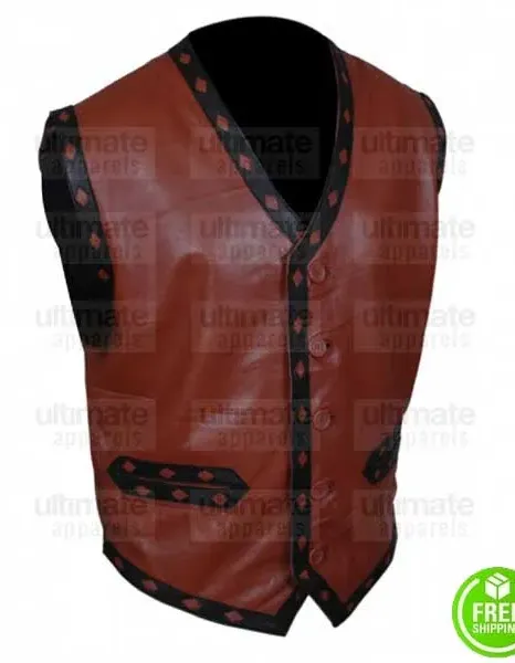 THE WARRIORS MICHAEL BECK (SWAN) BROWN LEATHER VEST THE WARRIORS MICHAEL BECK (SWAN) BROWN LEATHER VEST