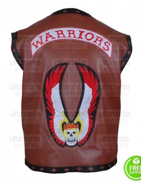 THE WARRIORS MICHAEL BECK (SWAN) BROWN LEATHER VEST THE WARRIORS MICHAEL BECK (SWAN) BROWN LEATHER VEST