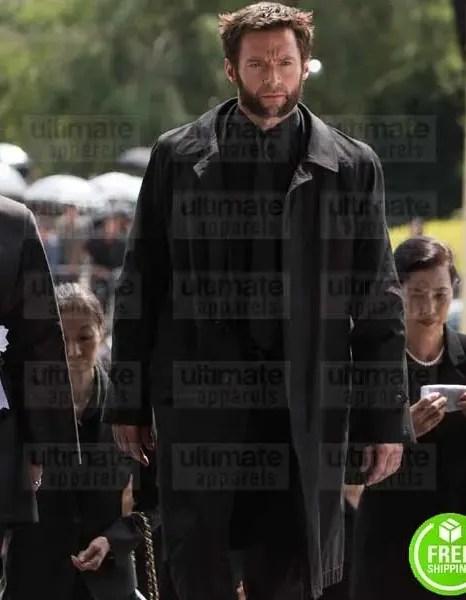 THE WOLVERINE HUGH JACKMAN (LOGAN) BLACK COTTON COAT THE WOLVERINE HUGH JACKMAN (LOGAN) BLACK COTTON COAT