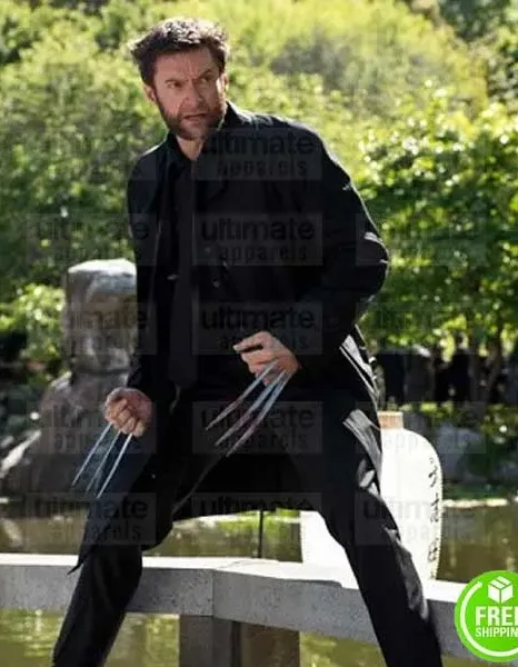 THE WOLVERINE HUGH JACKMAN (LOGAN) BLACK COTTON COAT THE WOLVERINE HUGH JACKMAN (LOGAN) BLACK COTTON COAT