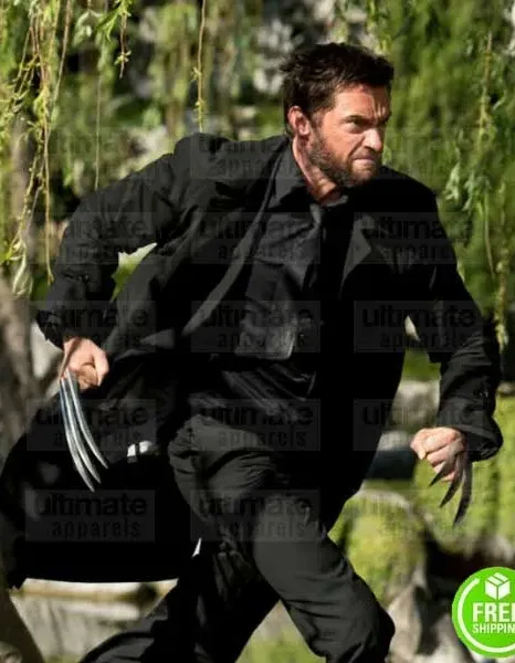 THE WOLVERINE HUGH JACKMAN (LOGAN) BLACK COTTON COAT THE WOLVERINE HUGH JACKMAN (LOGAN) BLACK COTTON COAT