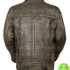 MEN'S CAFE RACER TRIPLE STITCHED GREEN DISTRESSED LEATHER JACKET MEN'S CAFE RACER TRIPLE STITCHED GREEN DISTRESSED LEATHER JACKET