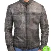 CAFE RACER TRIPLE STITCHED BLACK DISTRESSED LEATHER JACKET CAFE RACER TRIPLE STITCHED BLACK DISTRESSED LEATHER JACKET
