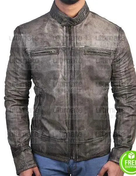 CAFE RACER TRIPLE STITCHED BLACK DISTRESSED LEATHER JACKET CAFE RACER TRIPLE STITCHED BLACK DISTRESSED LEATHER JACKET