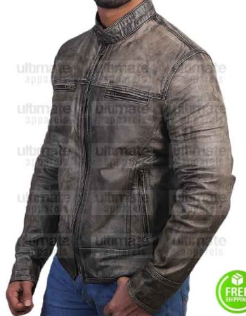 CAFE RACER TRIPLE STITCHED BLACK DISTRESSED LEATHER JACKET CAFE RACER TRIPLE STITCHED BLACK DISTRESSED LEATHER JACKET