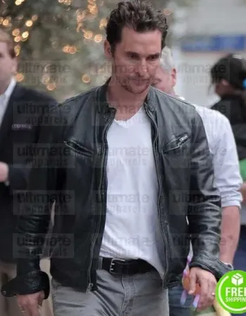 TRUE DETECTIVE MATTHEW MCCONAUGHEY (RUST COHLE) BLACK LEATHER JACKET