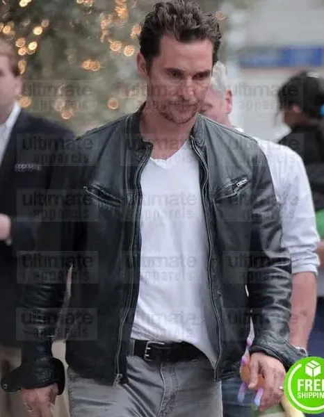 TRUE DETECTIVE MATTHEW MCCONAUGHEY (RUST COHLE) BLACK LEATHER JACKET