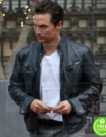 TRUE DETECTIVE MATTHEW MCCONAUGHEY (RUST COHLE) BLACK LEATHER JACKET