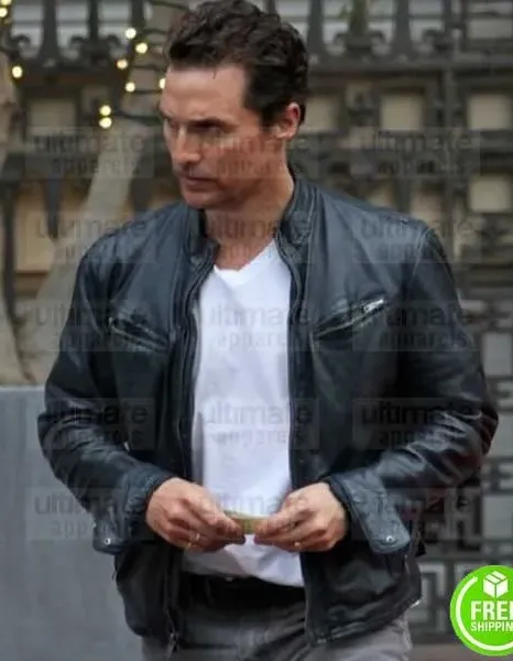 TRUE DETECTIVE MATTHEW MCCONAUGHEY (RUST COHLE) BLACK LEATHER JACKET