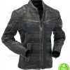 MEN'S CAFE RACER VINTAGE  BLACK DISTRESSED MOTO LEATHER JACKET