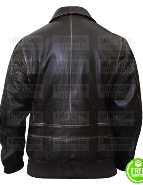 SLIM FIT VINTAGE BROWN LEATHER BOMBER JACKET
