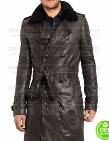 WW2 GERMAN NAVY OFFICERS BROWN LEATHER FUR COLLAR COAT WW2 GERMAN NAVY OFFICERS BROWN LEATHER FUR COLLAR COAT