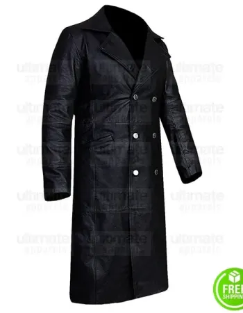 WW2 GERMAN BLACK LEATHER TRENCH COAT