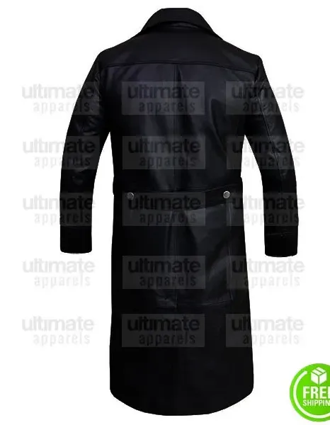 WW2 GERMAN BLACK LEATHER TRENCH COAT
