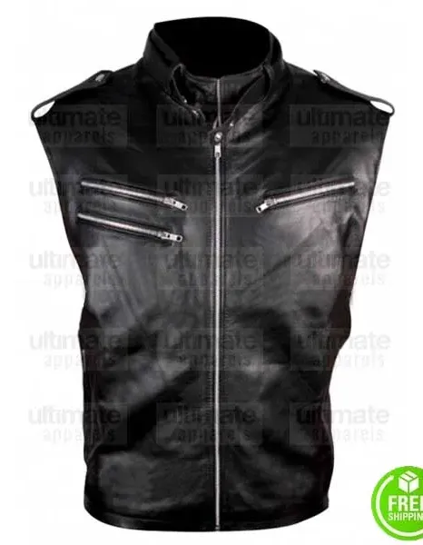 WWE DAVE BAUTISTA BLACK LEATHER VEST WWE DAVE BAUTISTA BLACK LEATHER VEST