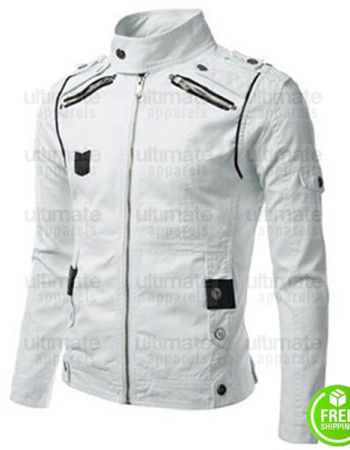 SLIM FIT GENUINE LAMBSKIN WHITE WHITE LEATHER JACKET