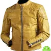 YELLOW CAFE RACER VINTAGE BIKER LEATHER JACKET YELLOW CAFE RACER VINTAGE BIKER LEATHER JACKET