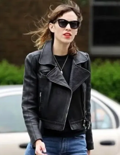 ALEXA CHUNG BLACK BIKER LETAHER JACKET