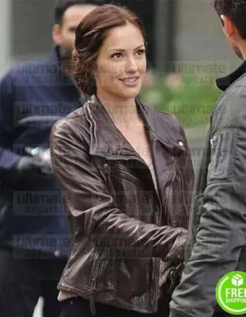 ALMOST HUMAN MINKA KELLY (VALERIE STAHL) BROWN LEATHER JACKET