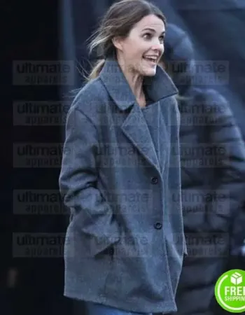 ANTLERS KERI RUSSELL (JULIA MEADOWS) GREY WOOL COAT
