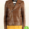 BLAKE LIVELY BROWN BIKER LEATHER JACKET BLAKE LIVELY BROWN BIKER LEATHER JACKET