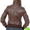 WOMEN'S BROWN LEATHER BOMBER JACKET WOMEN'S BROWN LEATHER BOMBER JACKET