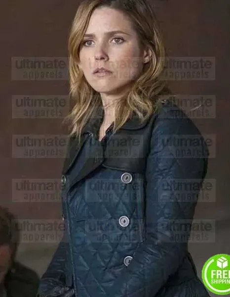 CHICAGO P.D SOPHIA BUSH (ERIN LINDSAY) BLUE LEATHER COAT CHICAGO P.D SOPHIA BUSH (ERIN LINDSAY) BLUE LEATHER COAT