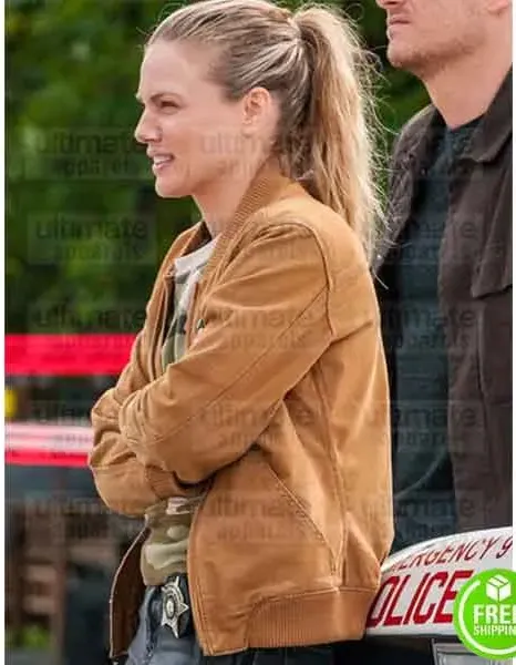 CHICAGO P.D TRACY SPIRIDAKOS (HAILEY UPTON) BROWN BOMBER JACKET