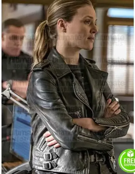 CHICAGO PD TRACY SPIRIDAKOS (HAILEY UPTON) BLACK LEATHER JACKET