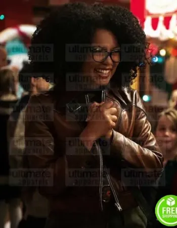 CHILLING ADVENTURES OF SABRINA JAZ SINCLAIR (ROSALIND WALKER) BROWN LEATHER JACKET