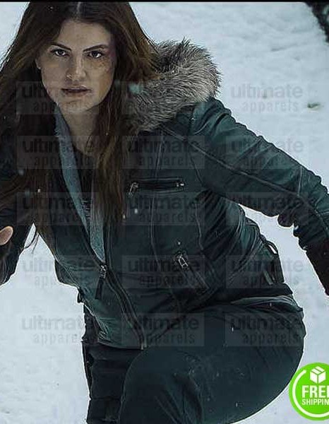 DAUGHTER OF THE WOLF GINA CARANO (CLAIR HAMILTON) FUR HOODIE LEATHER JACKET