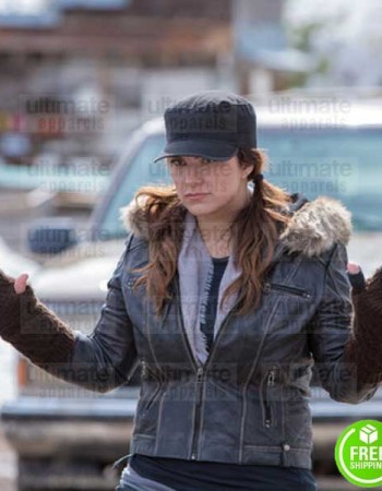 DAUGHTER OF THE WOLF GINA CARANO (CLAIR HAMILTON) FUR HOODIE LEATHER JACKET