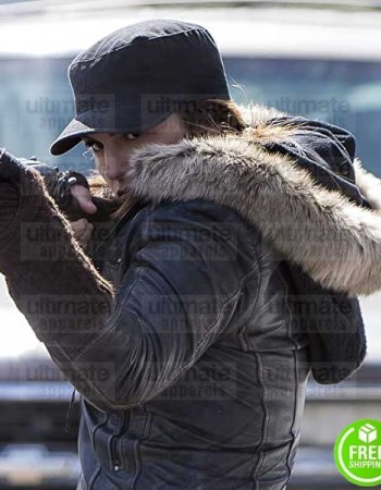DAUGHTER OF THE WOLF GINA CARANO (CLAIR HAMILTON) FUR HOODIE LEATHER JACKET