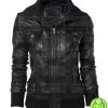 DOUBLE COLLAR BOMBER LEATHER JACKET