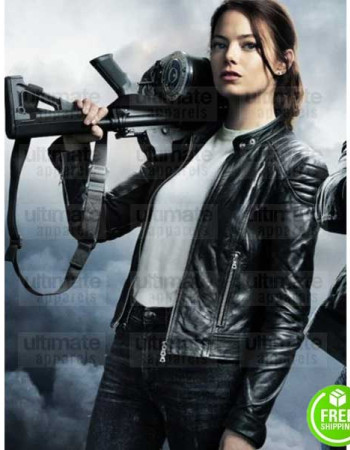 ZOMBIELAND DOUBLE TAP EMMA STONE (WICHITA) BLACK LEATHER JACKET