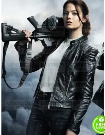 ZOMBIELAND DOUBLE TAP EMMA STONE (WICHITA) BLACK LEATHER JACKET
