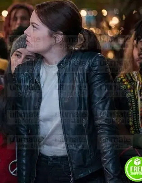 ZOMBIELAND DOUBLE TAP EMMA STONE (WICHITA) BLACK LEATHER JACKET