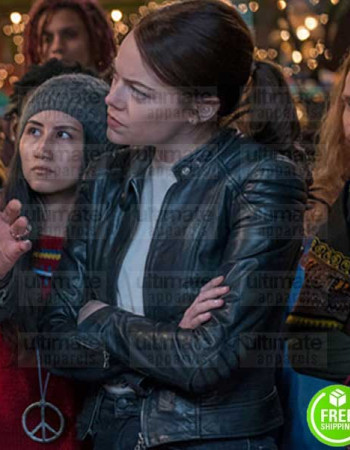 ZOMBIELAND DOUBLE TAP EMMA STONE (WICHITA) BLACK LEATHER JACKET