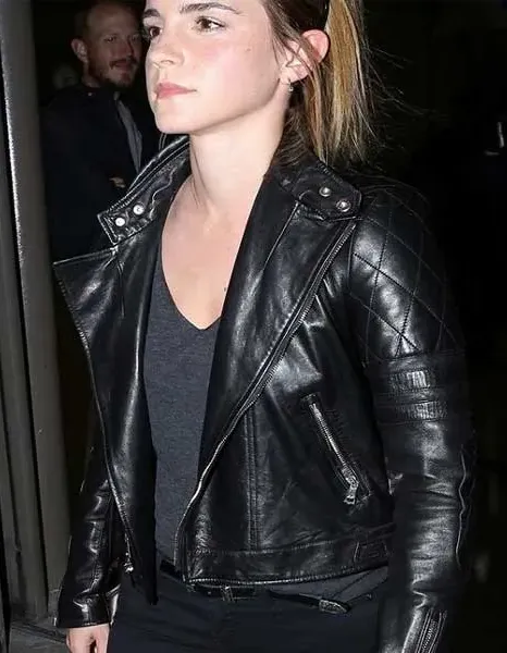 EMMA WATSON BLACK BIKER JACKET