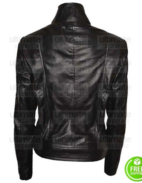 FRINGE ANNA TORV (OLIVIA DUNHAM) BLACK BIKER JACKET