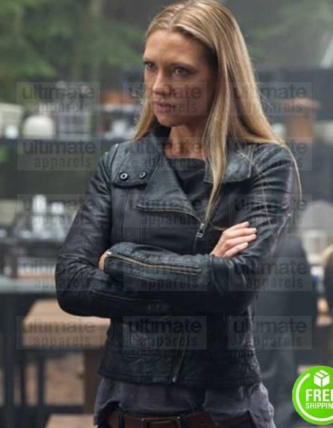 FRINGE ANNA TORV (OLIVIA DUNHAM) BLACK BIKER JACKET