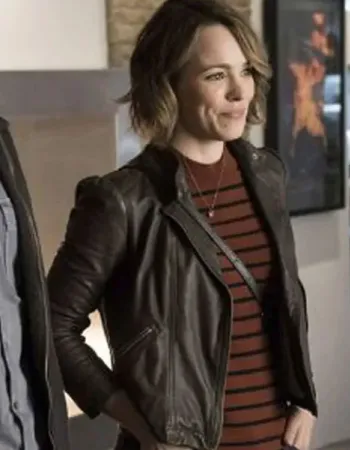 GAME NIGHT RACHEL MCADAMS BIKER LEATHER JACKET