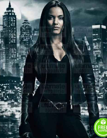 GOTHAM TABITHA GALAVAN (JESSICA LUCAS) BLACK LEATHER JACKET