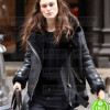 KEIRA KNIGHTLEY BLACK SHEARLING LEATHER JACKET KEIRA KNIGHTLEY BLACK SHEARLING LEATHER JACKET