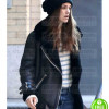 KEIRA KNIGHTLEY BLACK SHEARLING LEATHER JACKET KEIRA KNIGHTLEY BLACK SHEARLING LEATHER JACKET